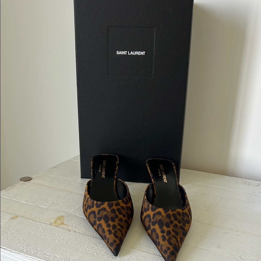 Saint Laurent Women's Leopard Print Mules